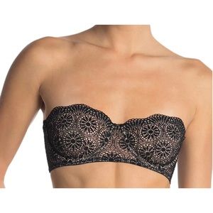 New Free People Black Nude Lace Starla Bra